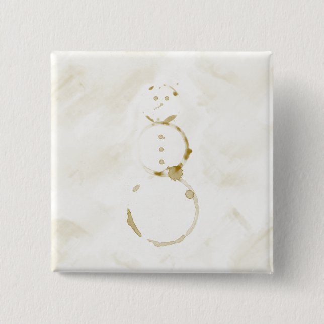 Coffee Stain Snowman 2 Inch Square Button (Front)