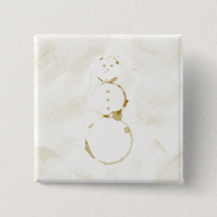 Coffee Stain Snowman 2 Inch Square Button