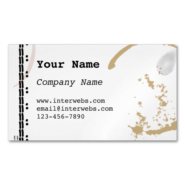 Coffee Stain Typeart Custom Magnetic Business Card (Front)