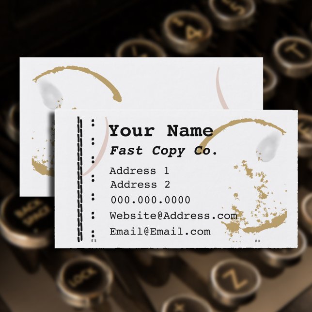 Coffee Stain Typewriter Grunge Business Card (Coffee Stain Typewriter Grunge Business Card)
