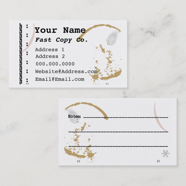 Coffee Stain Typewriter Grunge Business Cards (Front/Back)