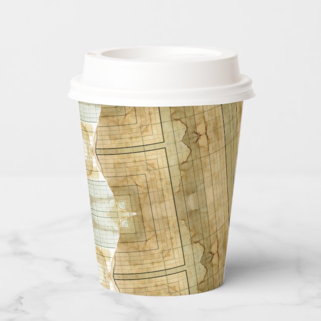 Coffee stained collage ledger paper cups (Back)