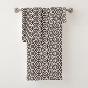 Coffee Star Small Print Bath Towel Set