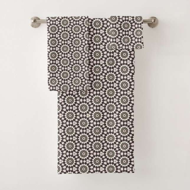 Coffee Star Small Print Bath Towel Set (Insitu)