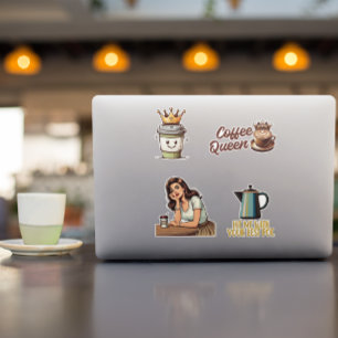 Coffee Sticker Set —4 retro/funny coffee stickers