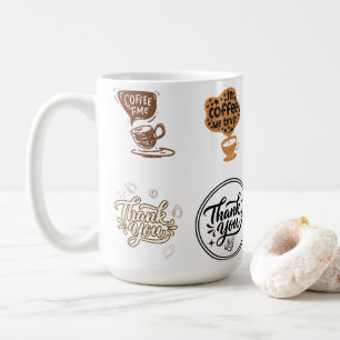 Coffee Sticker Set Vintage Brown Thank You Mug