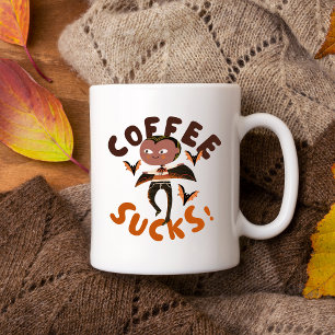 "Coffee Sucks!" Funny Vampire Halloween Mug