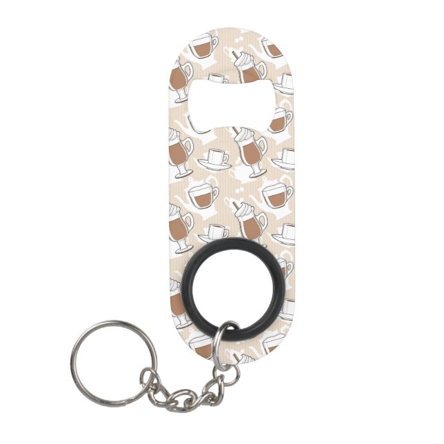 Coffee, sweet pattern keychain bottle opener (Front)