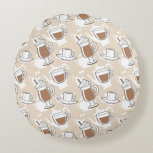 Coffee, sweet pattern round pillow