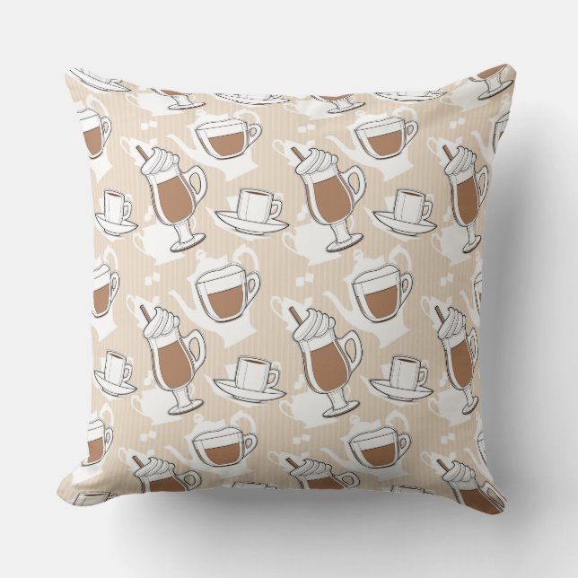 Coffee, sweet pattern throw pillow (Front)