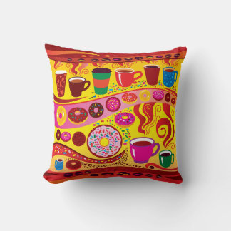 Coffee Swirl and Sugar Rush Throw Pillow