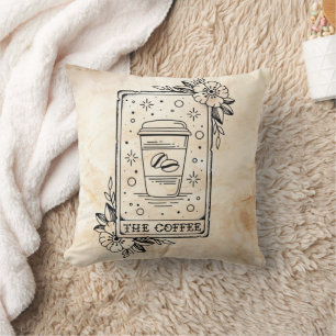 Coffee Tarot Card Throw Pillow