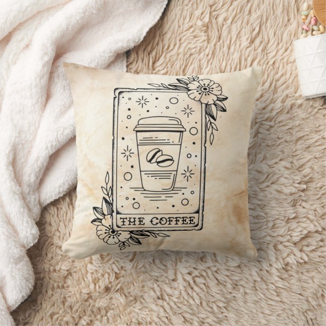 Coffee Tarot Card Throw Pillow (Blanket)