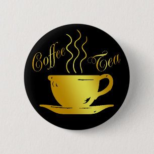 COFFEE & TEA 2 INCH ROUND BUTTON