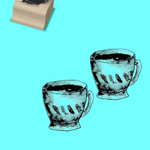 Coffee tea cup loyalty card rubber stamp