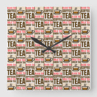 COFFEE TEA PATTERN, Acrylic Wall Clock