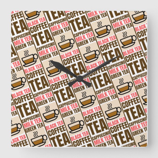 COFFEE TEA PATTERN, Acrylic Wall Clock (Front)