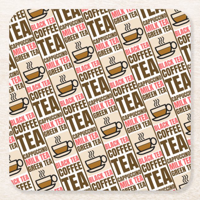 COFFEE TEA PATTERN, Paper Coaster (Front)