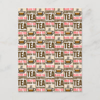 COFFEE TEA PATTERN, Postcard