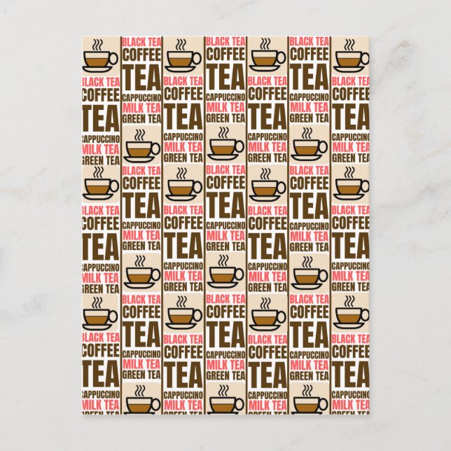 COFFEE TEA PATTERN, Postcard (Front)