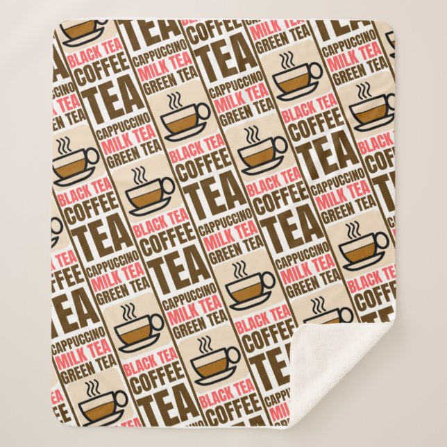 COFFEE TEA PATTERN, Sherpa Blanket (Front)
