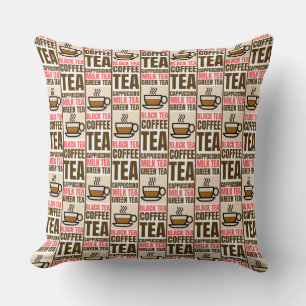 COFFEE TEA PATTERN, Throw Pillow