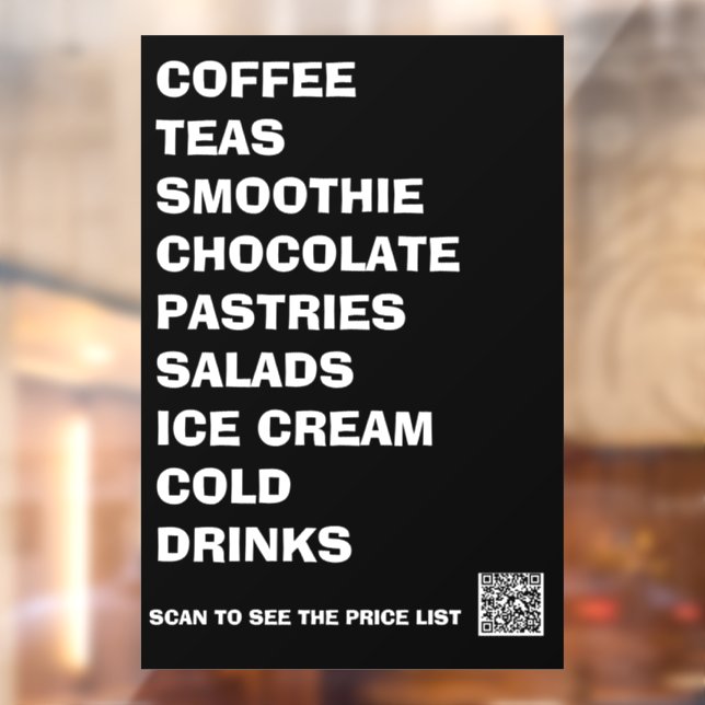 Coffee, Tea & Salads – Minimalist Café Window Cling (Sheet 2)