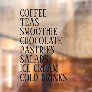 Coffee,Tea & Salads Window Vinyl –Transparent Food Cling