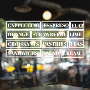 Coffee Tea Salads Window Vinyls Transparent   Food Cling