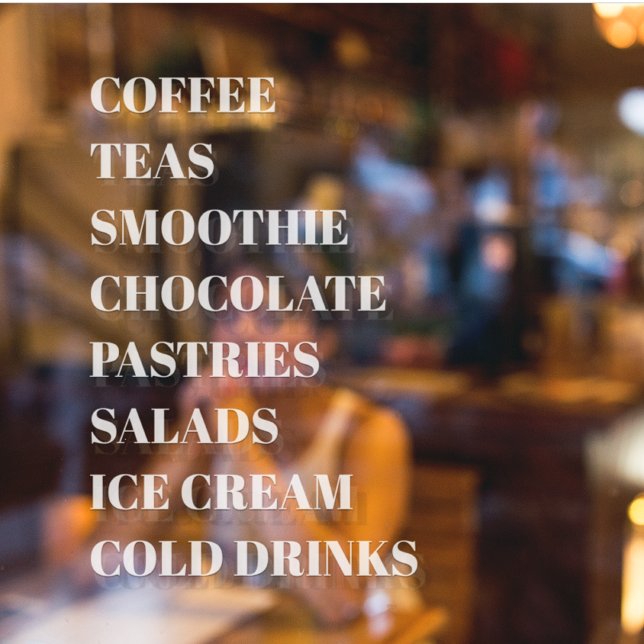 Coffee Tea Salads Window Vinyls Transparent | Food Window Cling (Creator Uploaded)