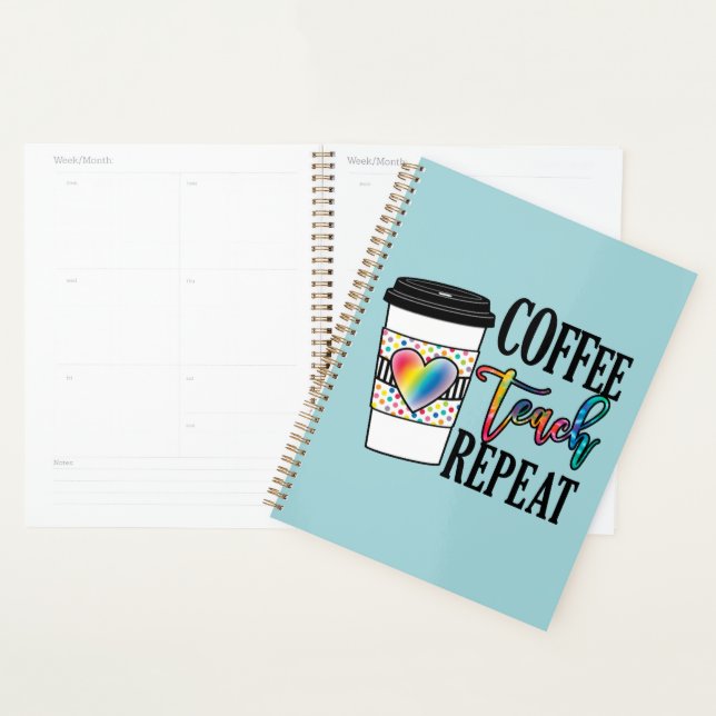 Coffee Teach Repeat - Fun Teacher Life (Devant avec enveloppe)