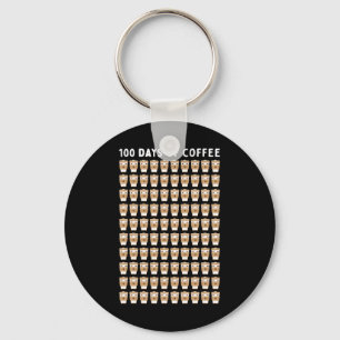 Coffee Teacher 100 Coffee Cups 100th Day School  Keychain