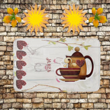 Coffee Teapot Hearts Rustic Country Garden Elegant