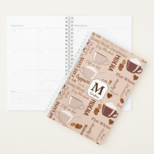 Coffee Terms Pattern Monogram Planner
