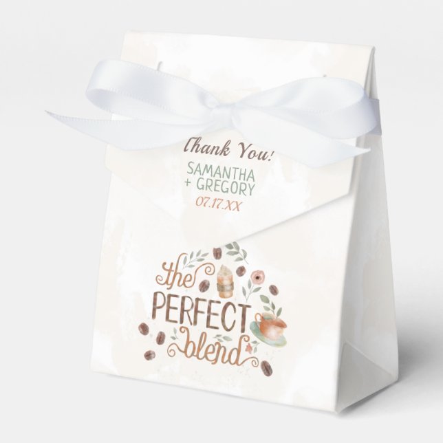 Coffee The Perfect Blend Bridal Wedding Shower Favor Box (Front Side)