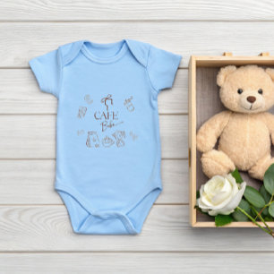 Coffee Theme Blue Bow Cafe Bebe Boy Baby Shower Bodysuit