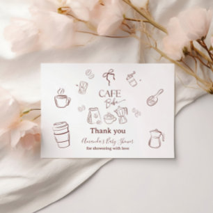 Coffee Theme Cafe Bebe Brewing Baby Shower Thank You Card