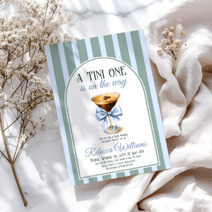 Coffee Theme Espresso Martini Blue Bow Baby Shower Invitation