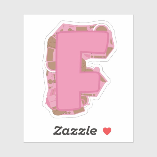 Coffee Theme Letter F Custom-Cut Vinyl Sticker (Sheet)