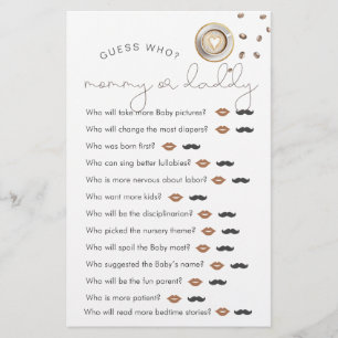 Coffee Themed Baby Shower "Guess Who" Game