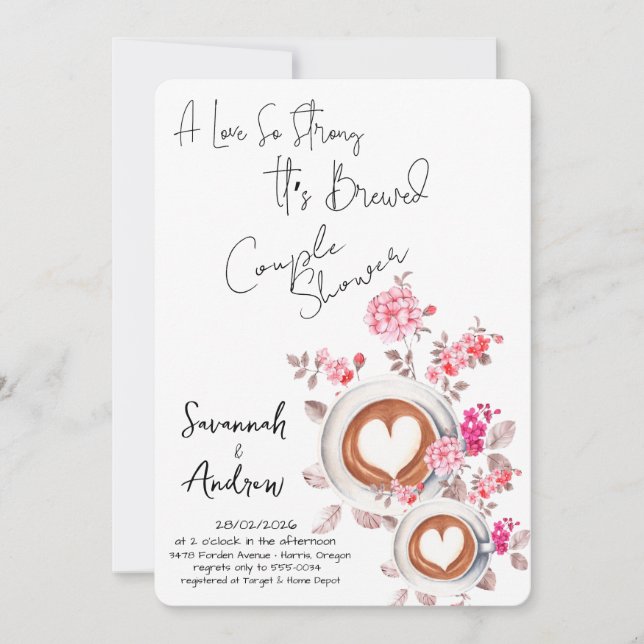 Coffee Themed Couple Shower Invitation (Front)