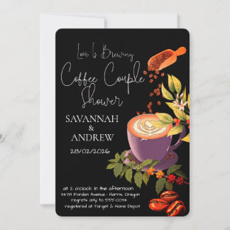 Coffee Themed Couple Shower Invitation