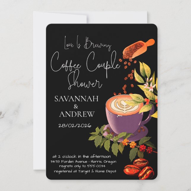 Coffee Themed Couple Shower Invitation (Devant)