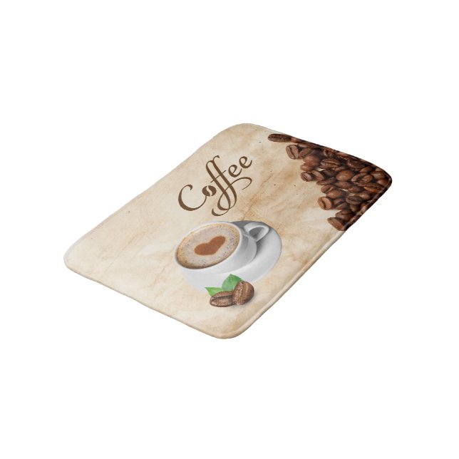 Coffee Themed Memory Foam Bath Mat (Angled)
