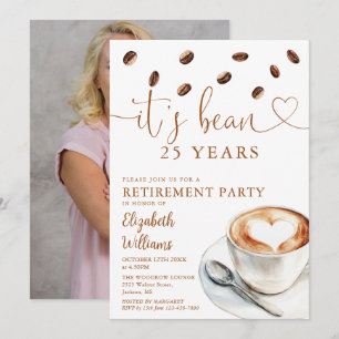 Coffee Themed Retirement Party Photo Invitation