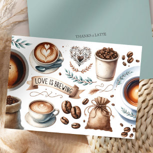 Coffee-Themed Thank You Cards, Thanks a Latte Card