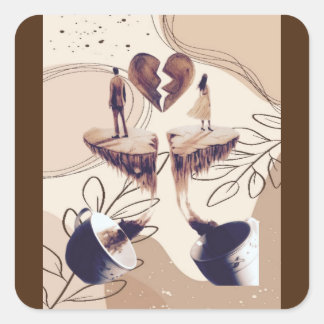 Coffee time,all we need is coffee,coffee leaves  square sticker