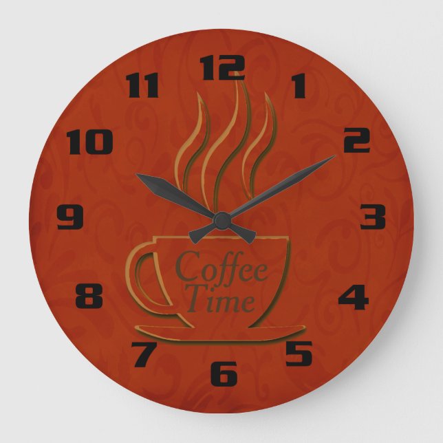 Coffee Time Beautiful Elegant Kitchen Large Clock (Front)