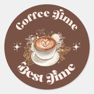 Coffee Time Best Time Retro Latte Sticker