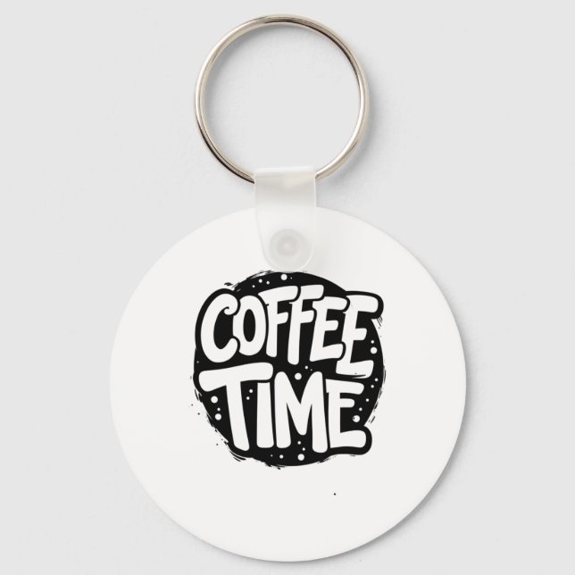 Coffee Time - Bold Handwritten Typography Sticker  Keychain (Front)